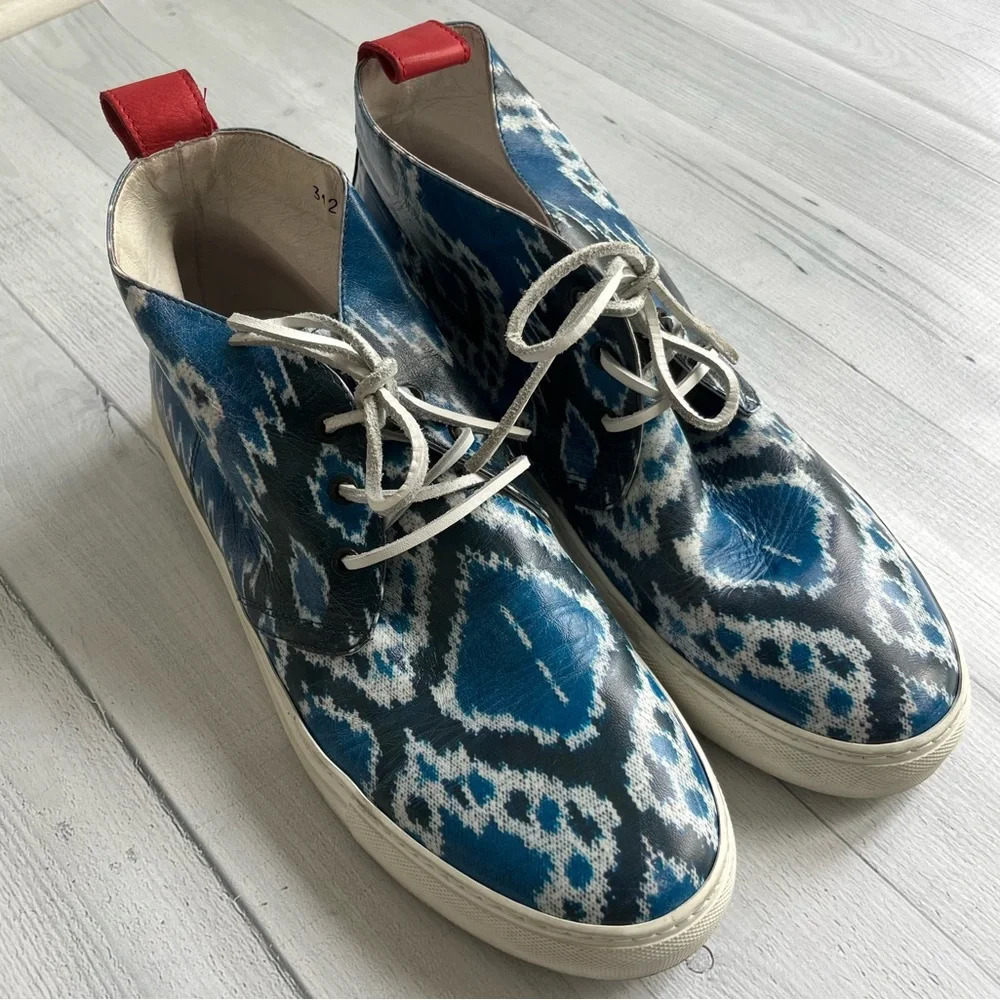 Rare Del Toro Blue Printed Leather Chukka Sneaker Size 11